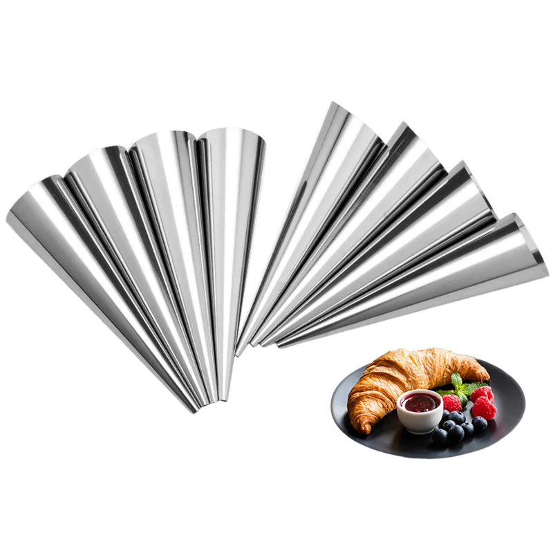 5/10 pçs de aço inoxidável creme chifre moldes cozinha sobremesa durável molde cone tubular em forma molde cones cozimento chifre pastelaria rolo tmz