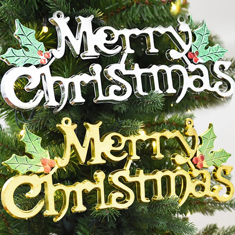 New Merry Christmas Letter Hanging Sign Xmas Tree Door Window Pendant Listing Ornaments New Year Party Home Decoration Supplies