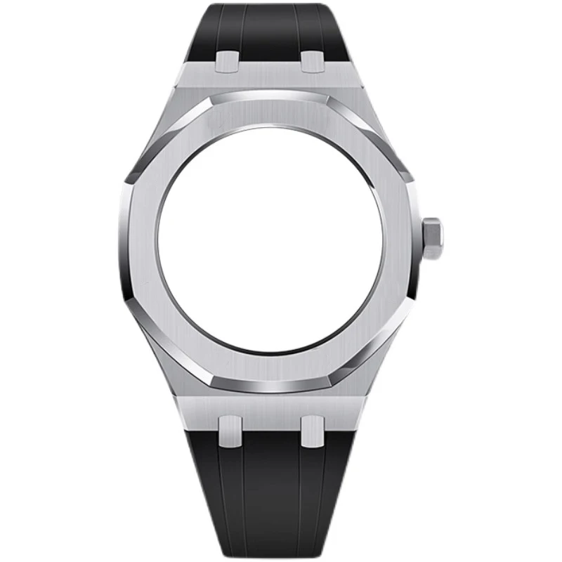 Mod kit For Casio GMA-S2100 Modified Accessories Fluororubber Strap Brushed Steel Case send Tempered film