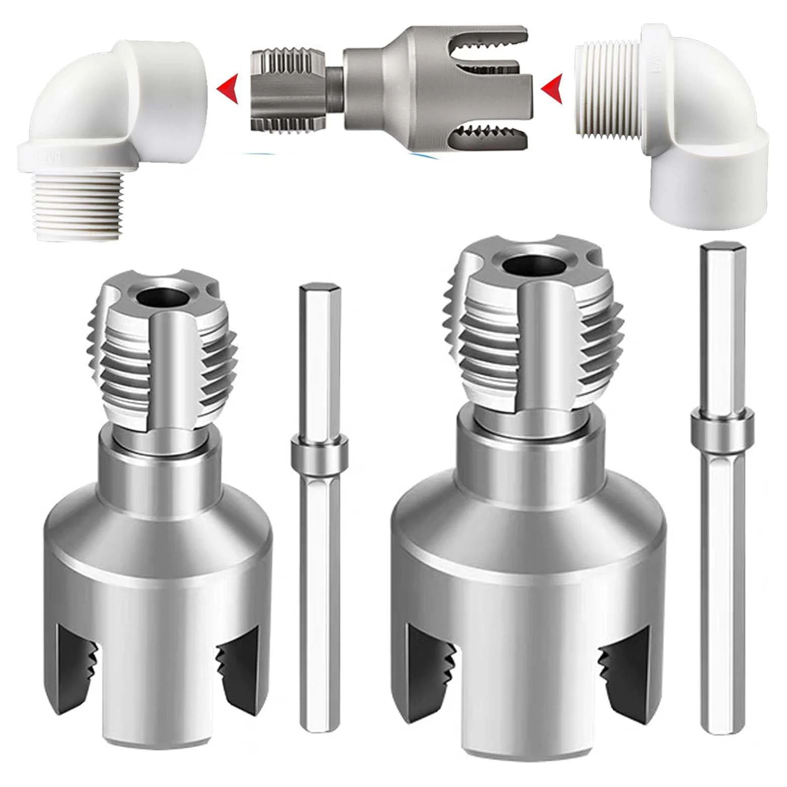 1/3pcs Pipe Thread Cutting Tool Set Water Pipe Wrench Thread for 1/2 & 3/4 & 1 Inch Pipes For Plumbing Repairs Electric Drill