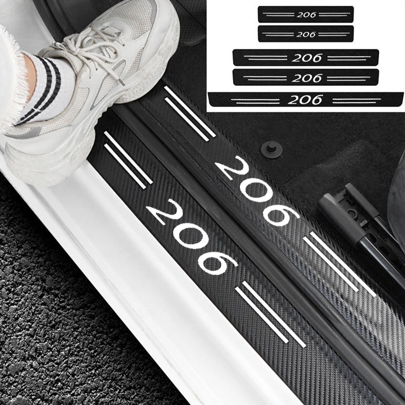 

Автомобильный порог, наклейка из углеродного волокна, порог, боковая лента против царапин, водонепроницаемая наклейка для Peugeot 206, автомобильные аксессуары, защита от пыли