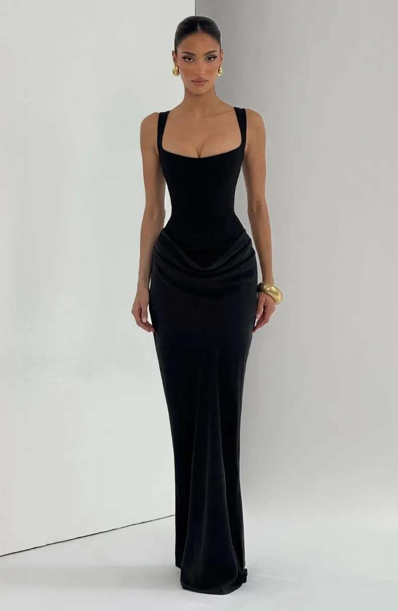 Fischgräten-Träger-Jumpsuit, einfarbig, figurbetontes Kleid, schlankmachend und elegant, Abendkleid mit stilvollem Flair – Detail 15