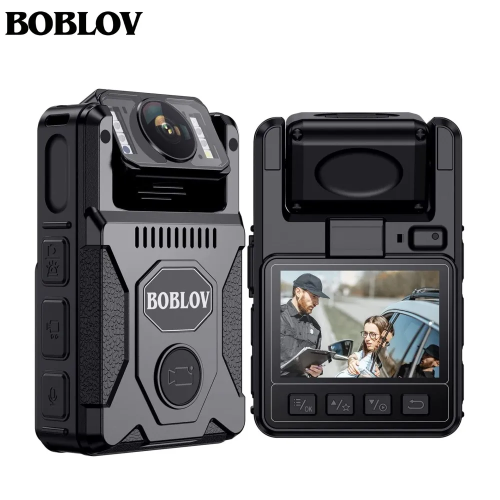 

BOBLOV M7 128GB GPS Police Body Worn Camera 180 Degrees Rotatable Lens Security Cam 4000mAh 15Hours DVR Recording Mini Cameras