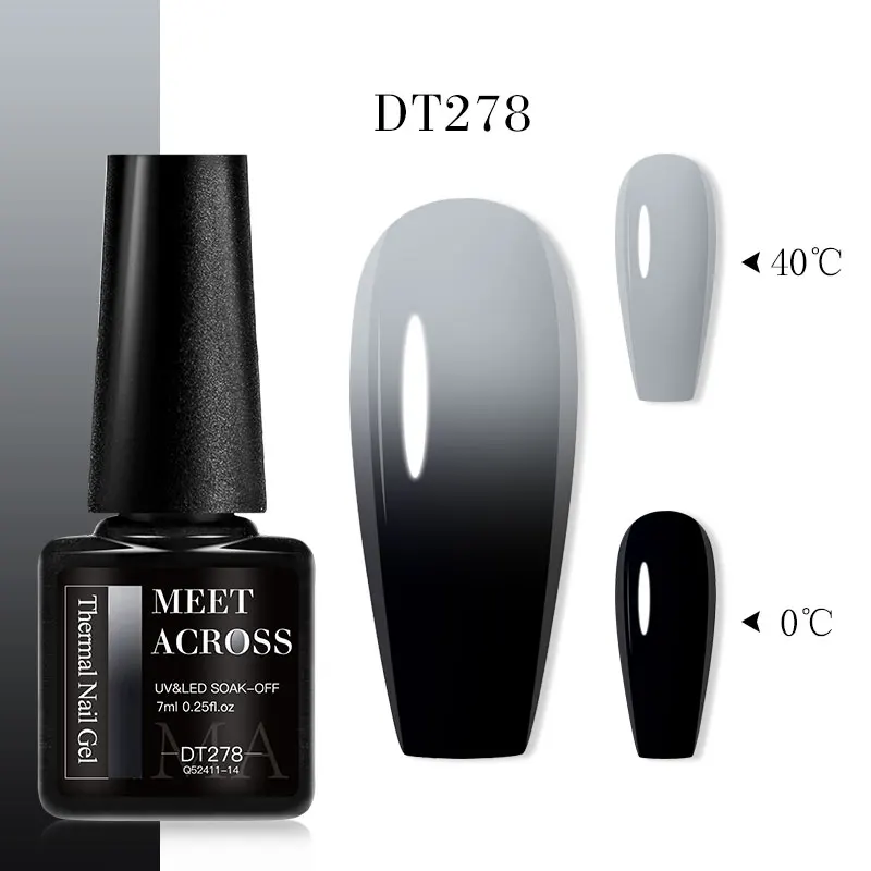 MEET ACROSS 7ml Thermal Ultra-thin Gel Nail Polish 3 Layers Temperature Changing Gel Varnish Soak Off UV LED Nail Art Manicures