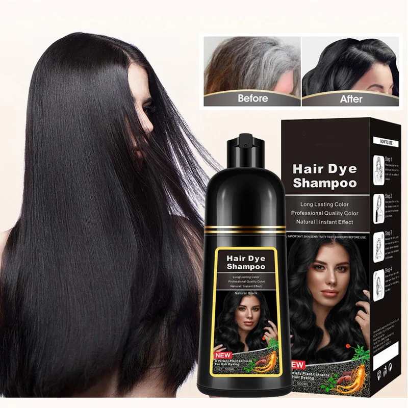 

500ml Hair Dye Organic Natural Hair Dye Shampoo White Hair Darkening Shampoo Plant Essence Hair Color Dye Shampoo For Hair Color