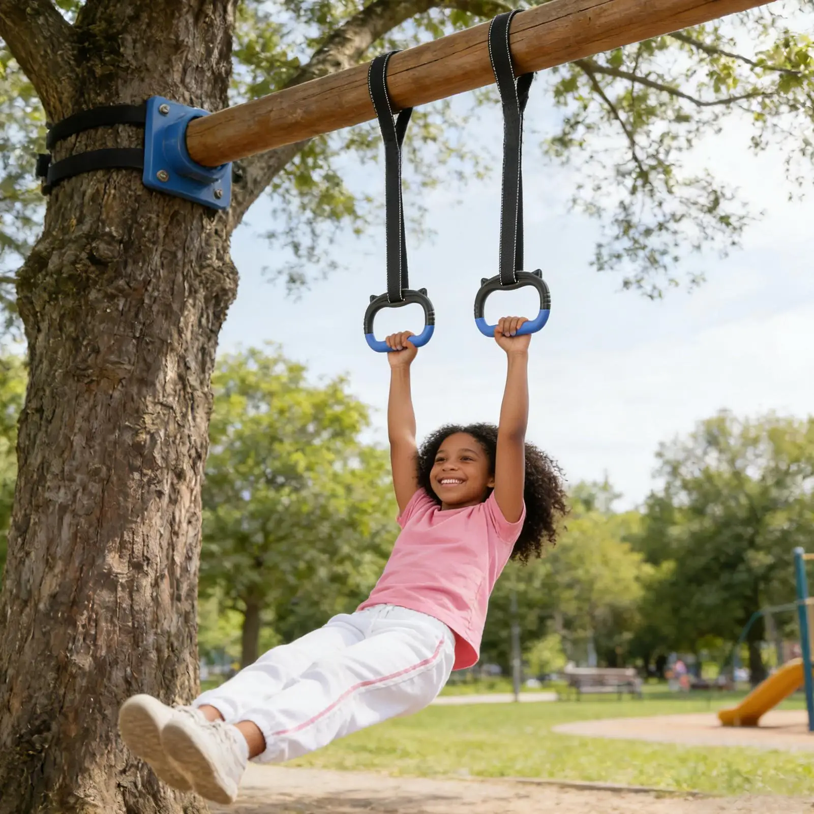 Gymnastics Rings for Kids Horizontal Bar Adjustable Hanging Straps for Indoor Pull-Up Hammock Play Children Calisthenics Train
