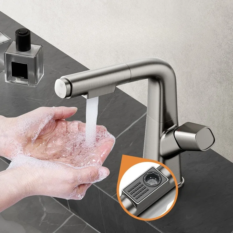 Home Use Pull-out Swivel Faucet with Lift Display for Cold and Hot Water Use in Wash Basin and Wash Basin