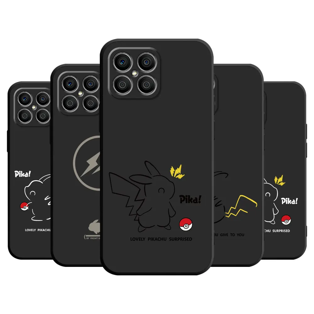 Japan Anime Pokemon Case For Honor X8 X8A 90 X9a 8X 70 50 20 Magic5 Pro 9x P60 P50 P40 Pro Black Soft Phone Funda