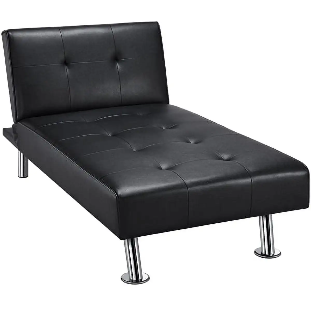 

Convertible Faux Leather Futon Chaise Lounge, Black