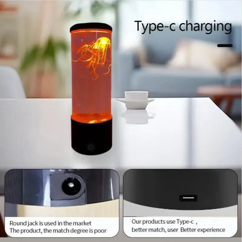 クラゲ溶岩ランプ、水族館オーシャンナイトライト 7 色 LED クラゲムードライト家庭用寝室デスクトップ装飾ギフト