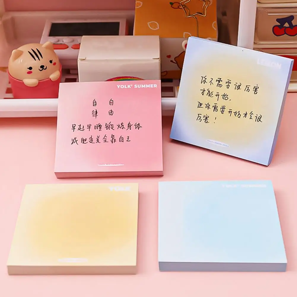 2 Pack Gradient Color Sticky Note Pads Self-adhesive Smooth Writing Scrapbooking DIY Notepad Stationery School Supplies