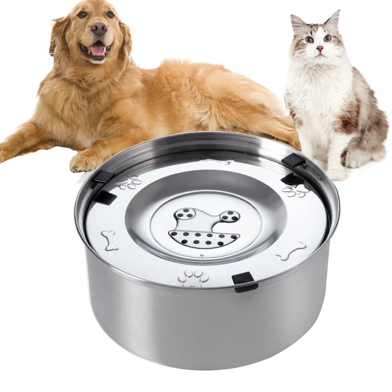 

Big Capacity Stainless Steel Dog Floating Bowl, No Spill Anti-Splash Dog Water Dispenser, Non-Slip Dog Cat Pet Water Feeder Bowl
