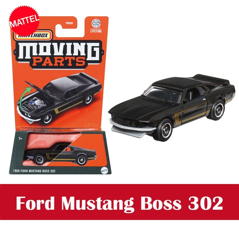 Original Mattel Matchbox Car 1/64 Diecast Moving Parts 1969 Ford Mustang Boss 302 Vehicle Model Toys for Boys Collection Gift