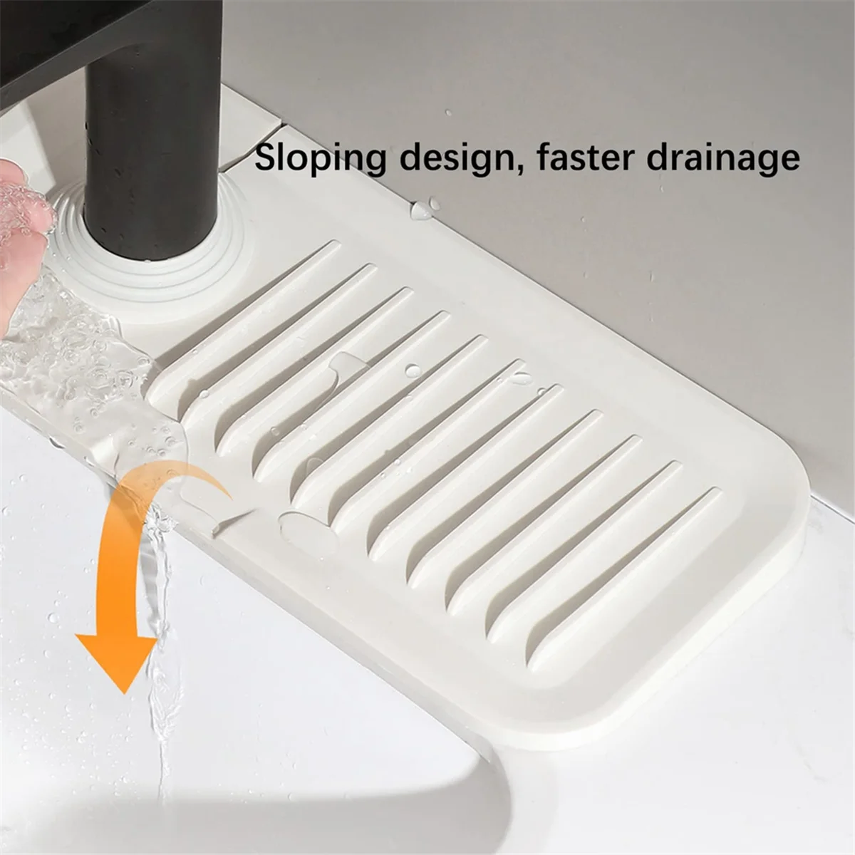 Silicone Sink Faucet Mat Kitchen Sink Splash Guard Faucet Handle Drip Catcher Tray for Kitchen Bathroom Counter,B