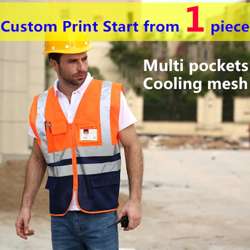 

Mesh Work Vest Traffic Riding Vest with Multi-pocket and Zipper