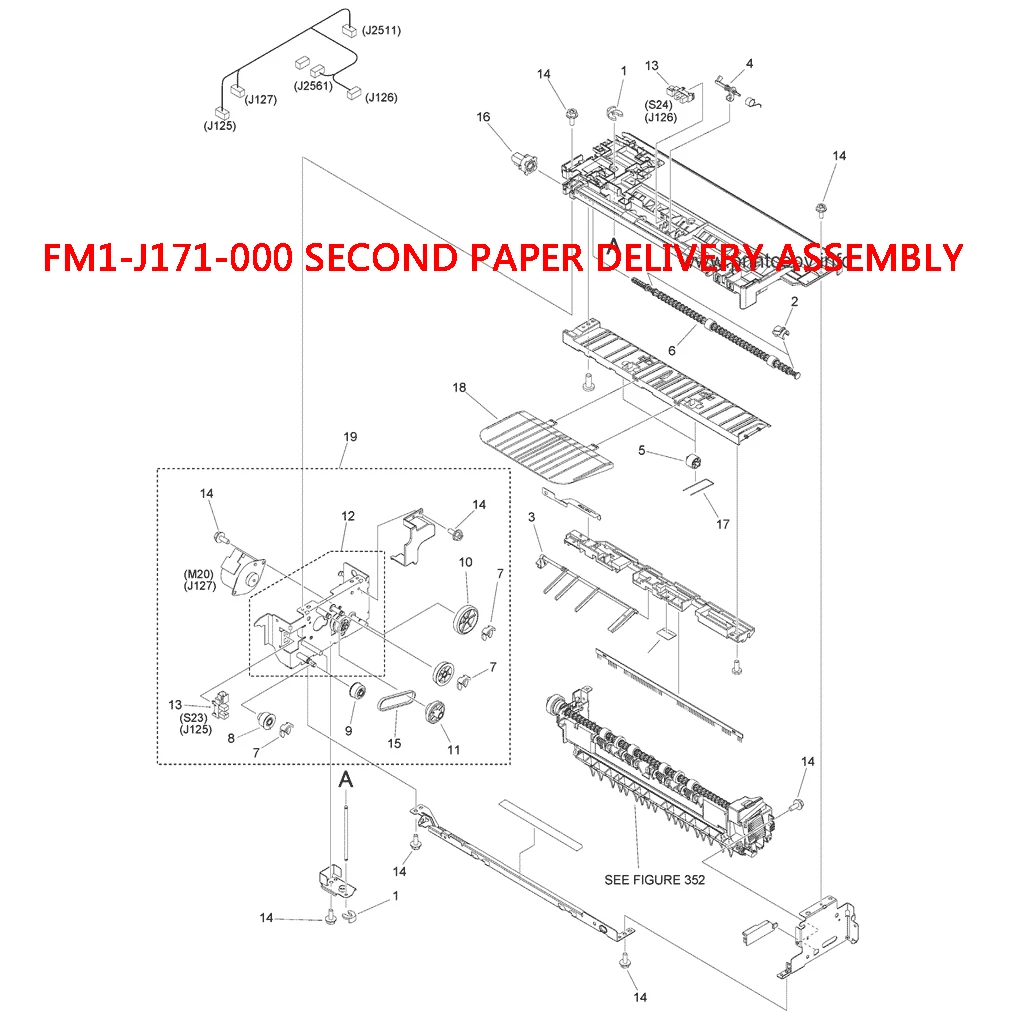 

FM1-J171-000 Second Paper Delivery Assembly for Canon 4525 4535 4545 4551 DX 4725 4735 4745 4751 4725i 4735i 4745i 4751i