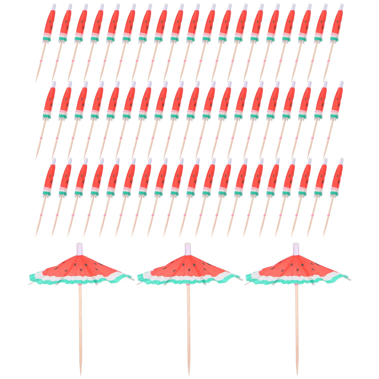 100Pcs Watermelon Umbrella Cocktail Picks Fruit Topper Drink Garnish Party Decoration Bar Accessories Appetizer Decor