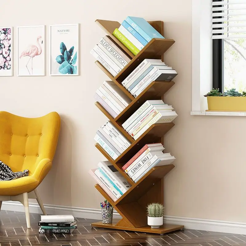 Solid wood tree rubber wood floor-to-ceiling hotel study home living room space-saving storage