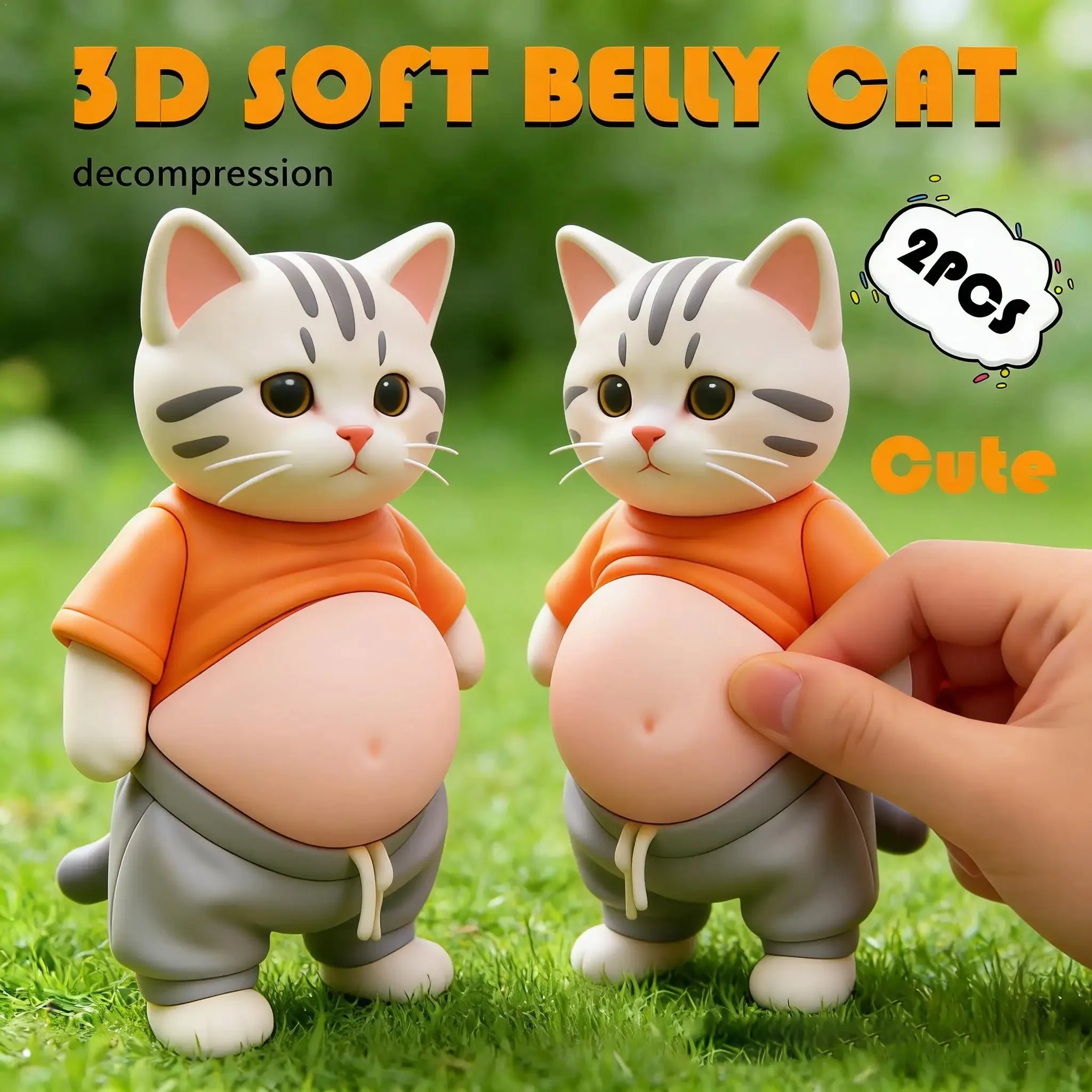 2026 Tabby Cat 3D Belly Stickers Soft Silicone For Phone Case Car Decoration Children's Birthday Party Favor Festival Supplies