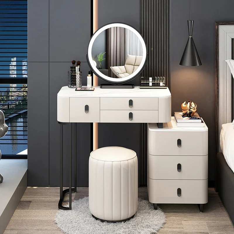 

Modern Lights Mirror Vanity Tables Storage Luxury Wooden Nordic Vanity Tables Minimalist Tavolo Trucco Bedrooms Furniture WZ50VT