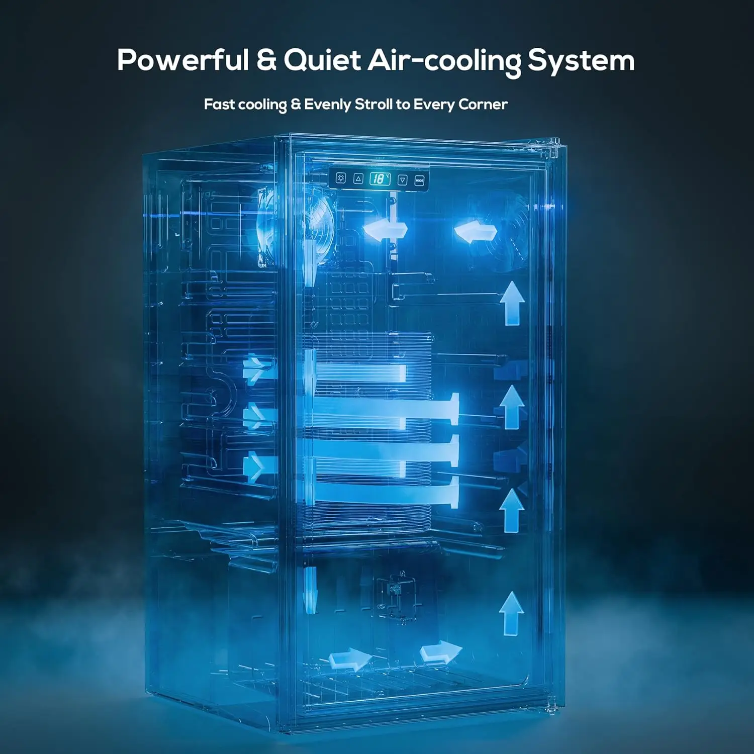 120 Cans Freestanding Mini Fridge Cooler with Glass Door, Adjustable Shelves & Digital Temperature Display for Soda, Wine