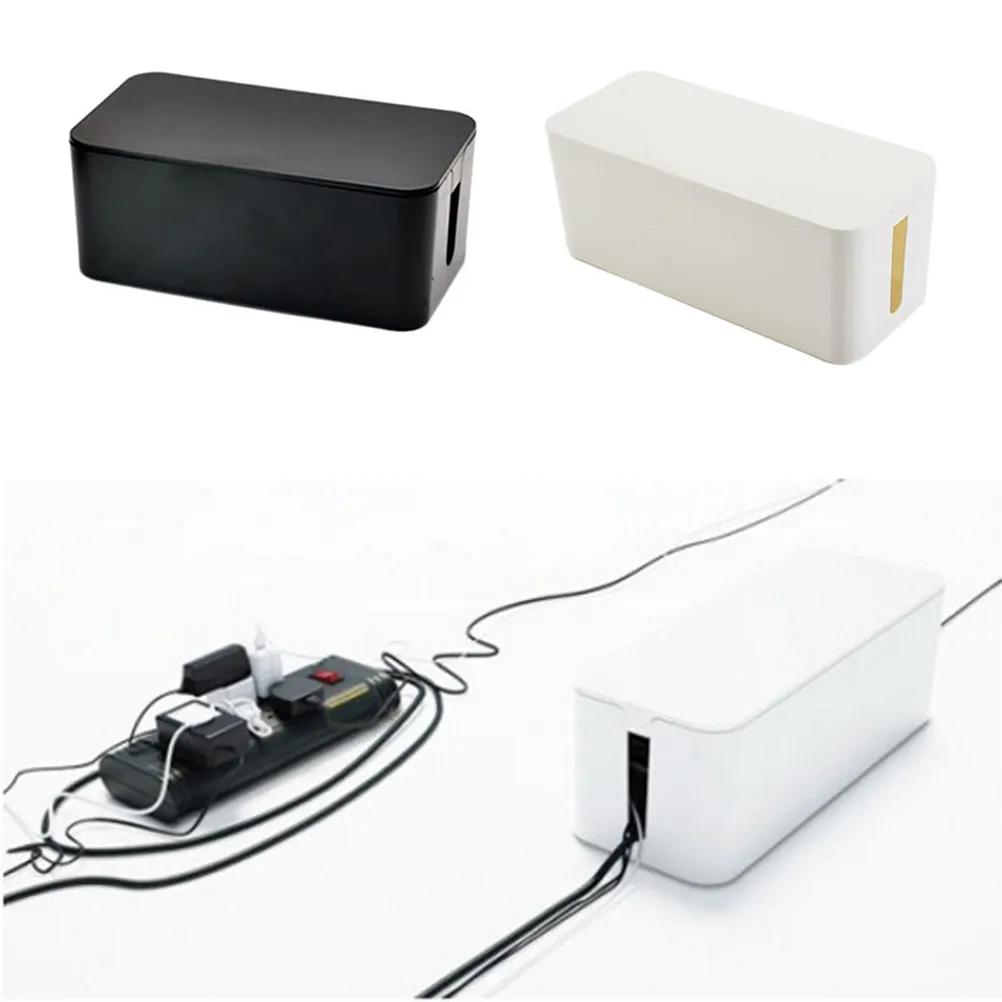 Power Cord Storage Box L Black Scratch Resistant Plastic Power Strip Organizer Cable Box Wire Management Wire Organizer