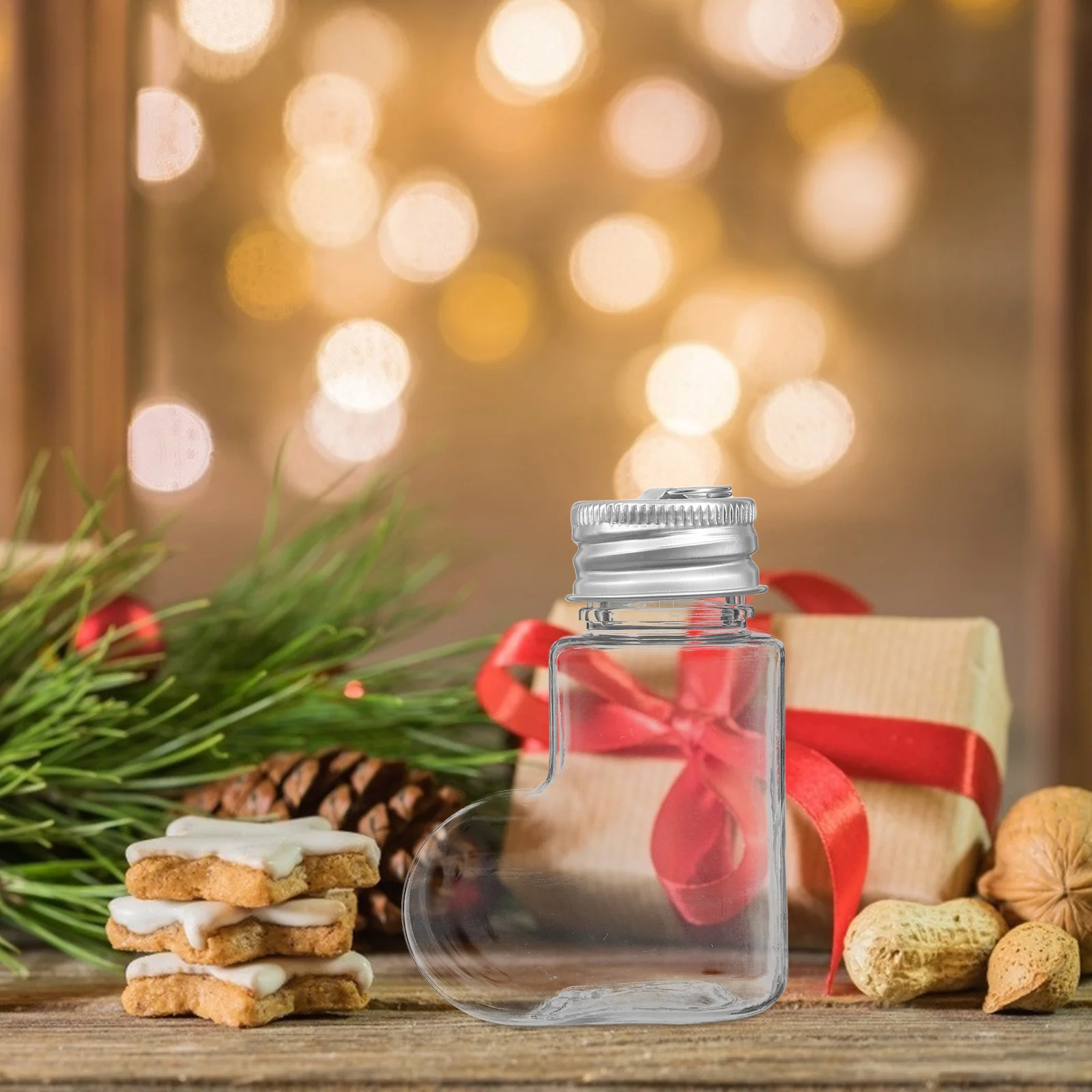 

20Pcs Christmas Sock Shape Plastic Bottles 50ml Fillable Hanging Ornaments Clear Wishing Bottles Holiday Crafts