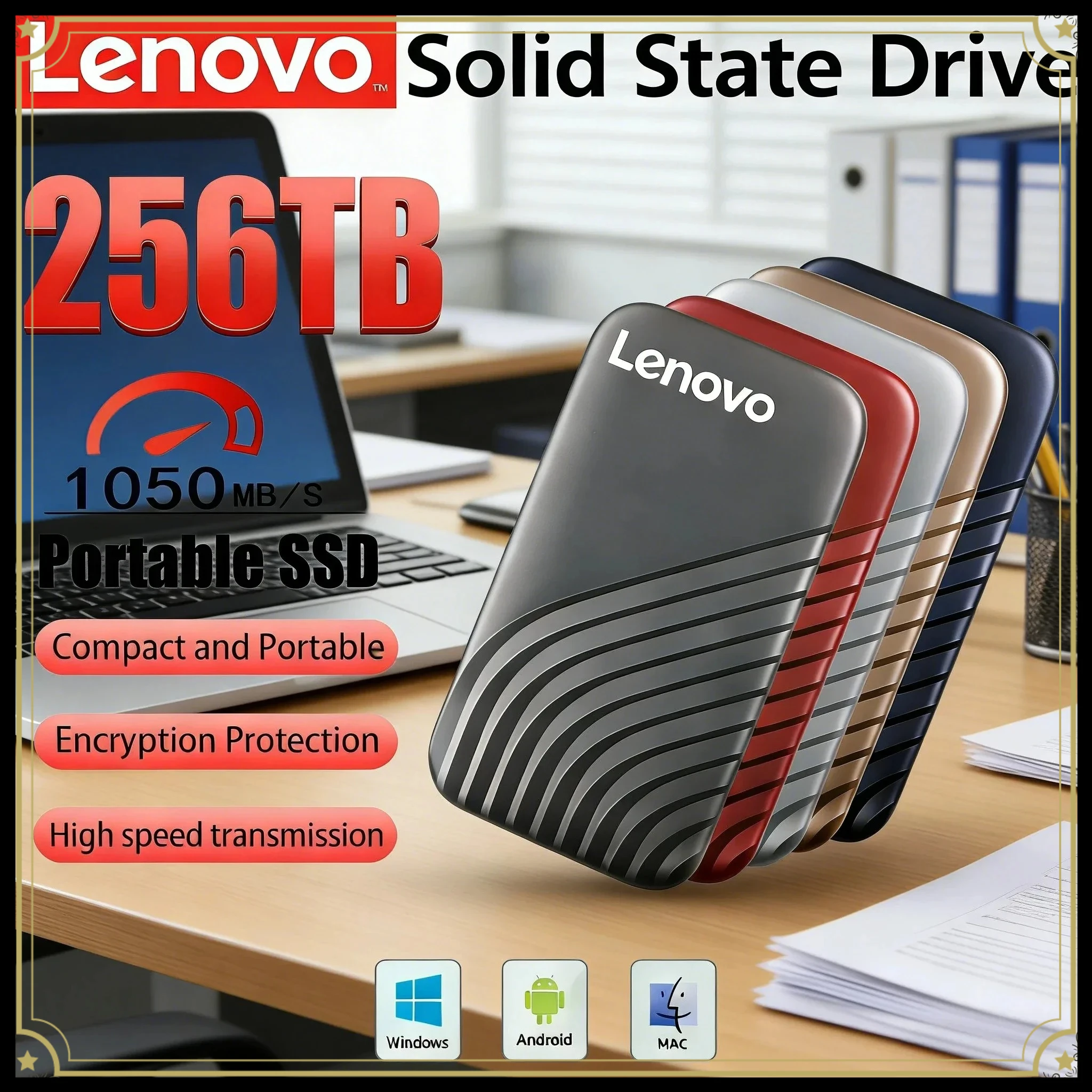 

Высокоскоростной внешний SSD-накопитель Lenovo Type-C USB3.1, 2 ТБ, 4 ТБ, 8 ТБ, 16 ТБ, портативный жесткий диск для ноутбука