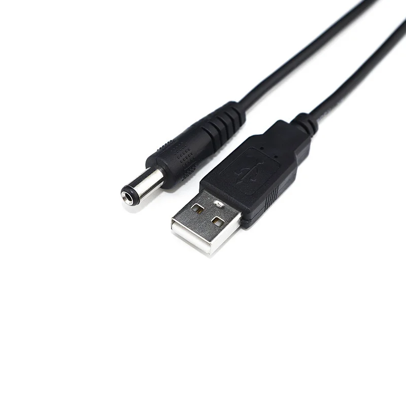 1 متر الأسود USB ميناء 5.5*2.1 مللي متر تيار مستمر برميل كابلات الموصلات الطاقة للأجهزة الإلكترونية الصغيرة تمديدات كابلات usb