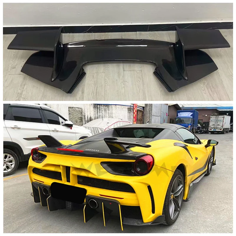 

Fits For Ferrari 488 GTB 2015 2016 2017 2018 2019 2020 High Quality Real Carbon Fiber Rear Trunk Lip Spoiler Splitters Wing