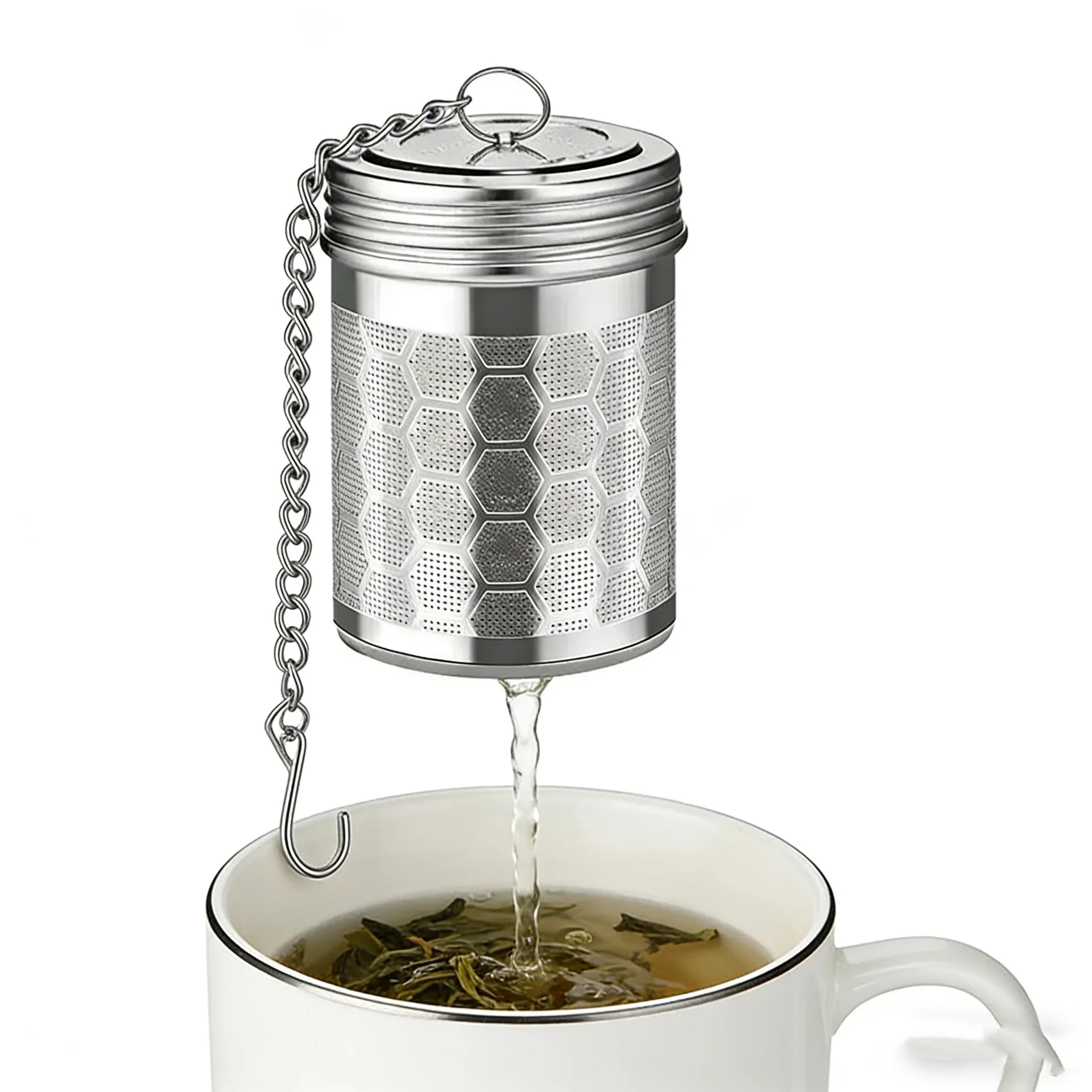 Infusor de Té de Acero Inoxidable con Filtro de Malla Fina para Preparar Té Negro Suelto, Especias, Condimentos, Separador de Agua de Té (1 Unidad)