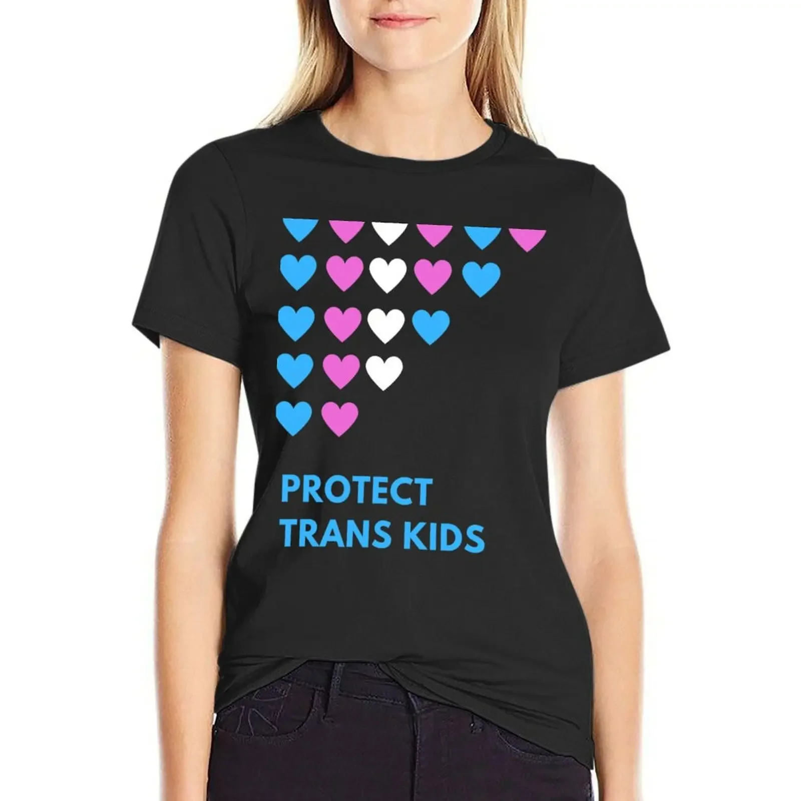 Protect Trans Kids- HeartsClassic T-Shirt graphics summer tops cat shirts for Women