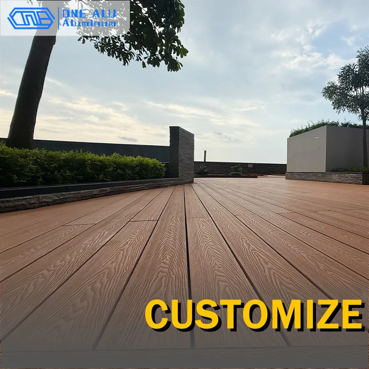 Tablas de terraza huecas de WPC de 150x25 mm con grano de madera en relieve, antideslizantes e impermeables para suelos exteriores modernos, patios y jardines