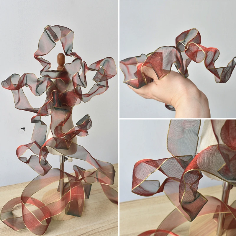 

Rigid and Colorful Nylon Metal Wire Organza Lace Accessories Plasticity Twisted Shape Pleated Clothing Fabric