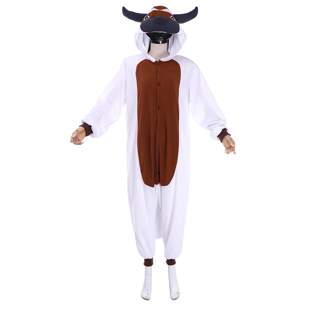 Appa Cosplay the Last Airbender Jumpsuit Pajamas Unisex Hoodie Sleepwear Cow Design Rompers Homewear Evening Party Outfit