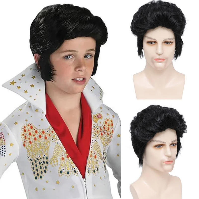 

Rock Singer Elvis Cosplay Funny Mushroom Head Halloween Party Ball Wig Men's Headpiece