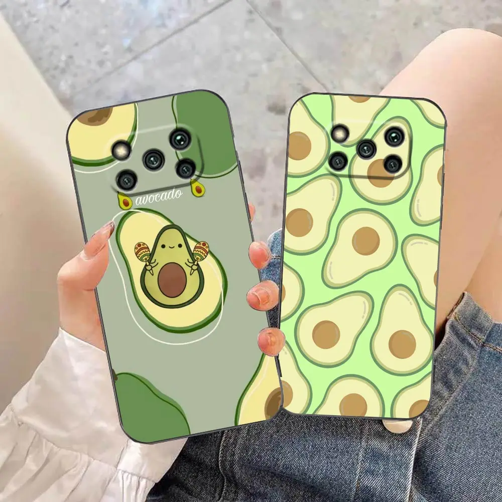 Cute Cartoon Avocado Phone Case For Xiaomi Poco X5 X4 X3 M5 M4 M3 F5 F4 F3 GT Pro NFC Black Shark 5 Mix 3 4 TPU Case Funda Shell