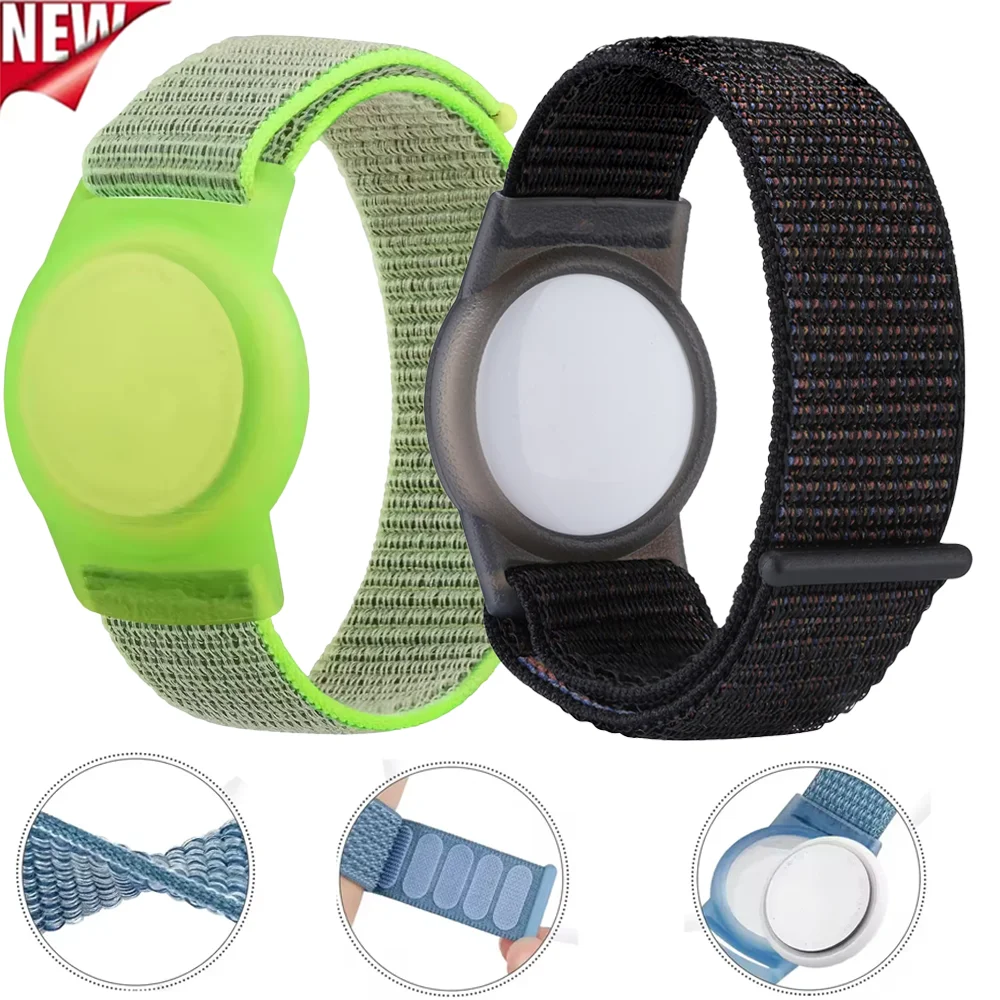 Nylon Loop Strap +Soft TPU Case for Apple AirTag 2 Kids Adults Location Tracker Wristband for Apple AirTag 2 Change To Bracelet