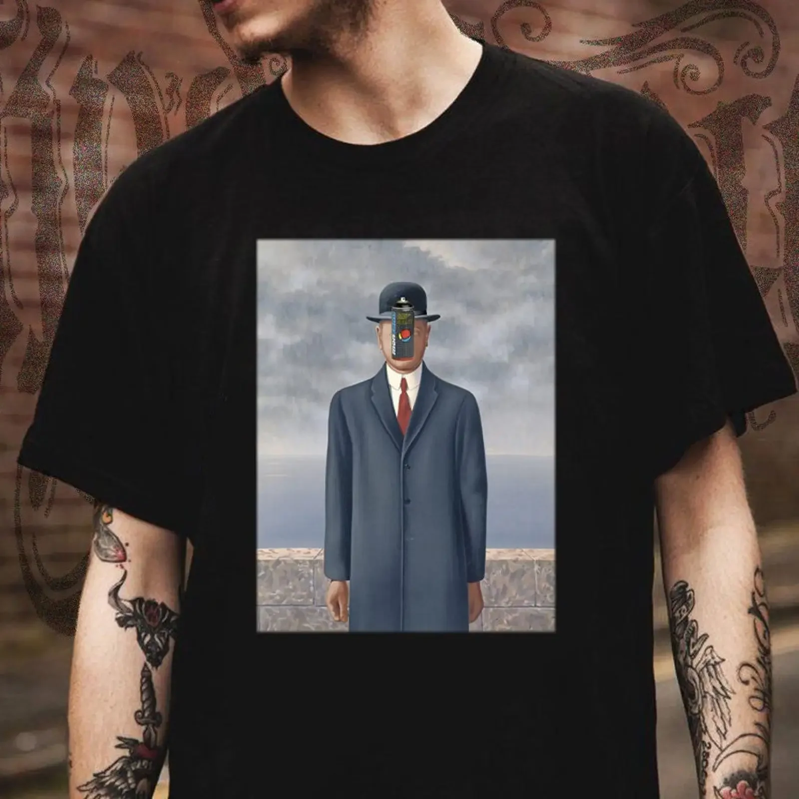 The Son of Man T shirt funny graffiti trow up vandal René Magritte vintage Washed homme Comfortable Stylish Casual Unisex