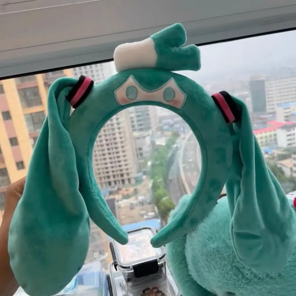 

Hatsune Miku headband for washing your face, fun plush hairband, cute cartoon hair clip, birthday gift for your bestie