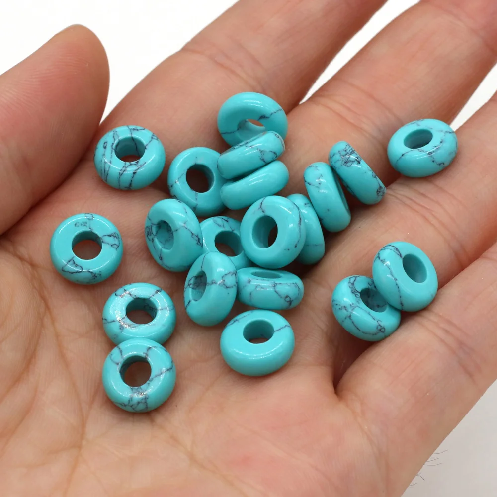 20pcs/lot Fashion Abacus Shape Natural Stone Beads Big Hole Loose Beads for Making  Jewelry Necklace Size 5x10mm Hole 4mm