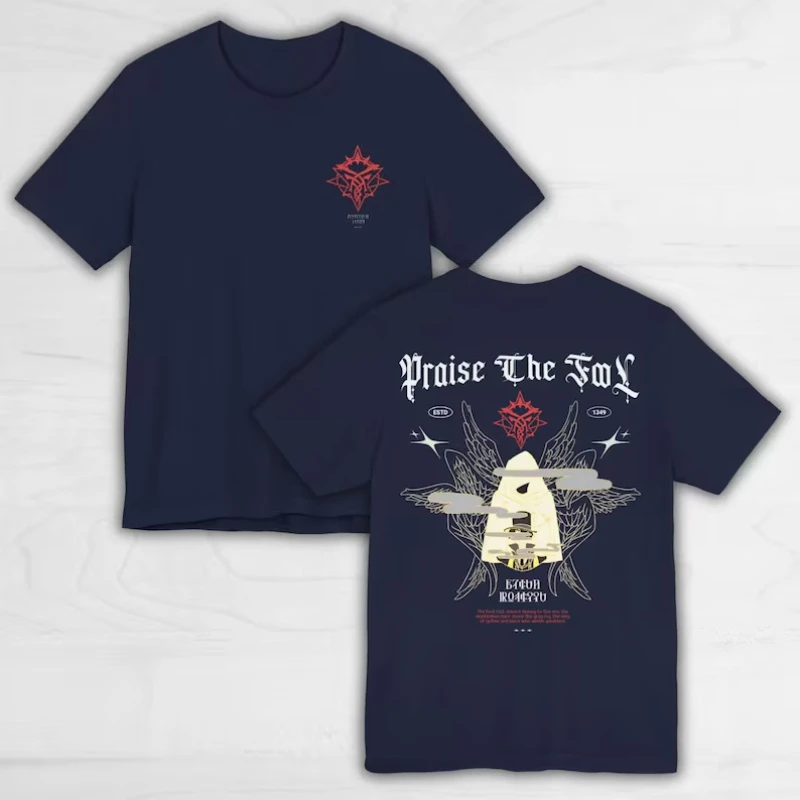 Praise The Fool T-Shirt Lord of Mysteries Klein Gothic Print Short Sleeve Tee Unisex Streetwear Tops Summer Casual Anime Merch