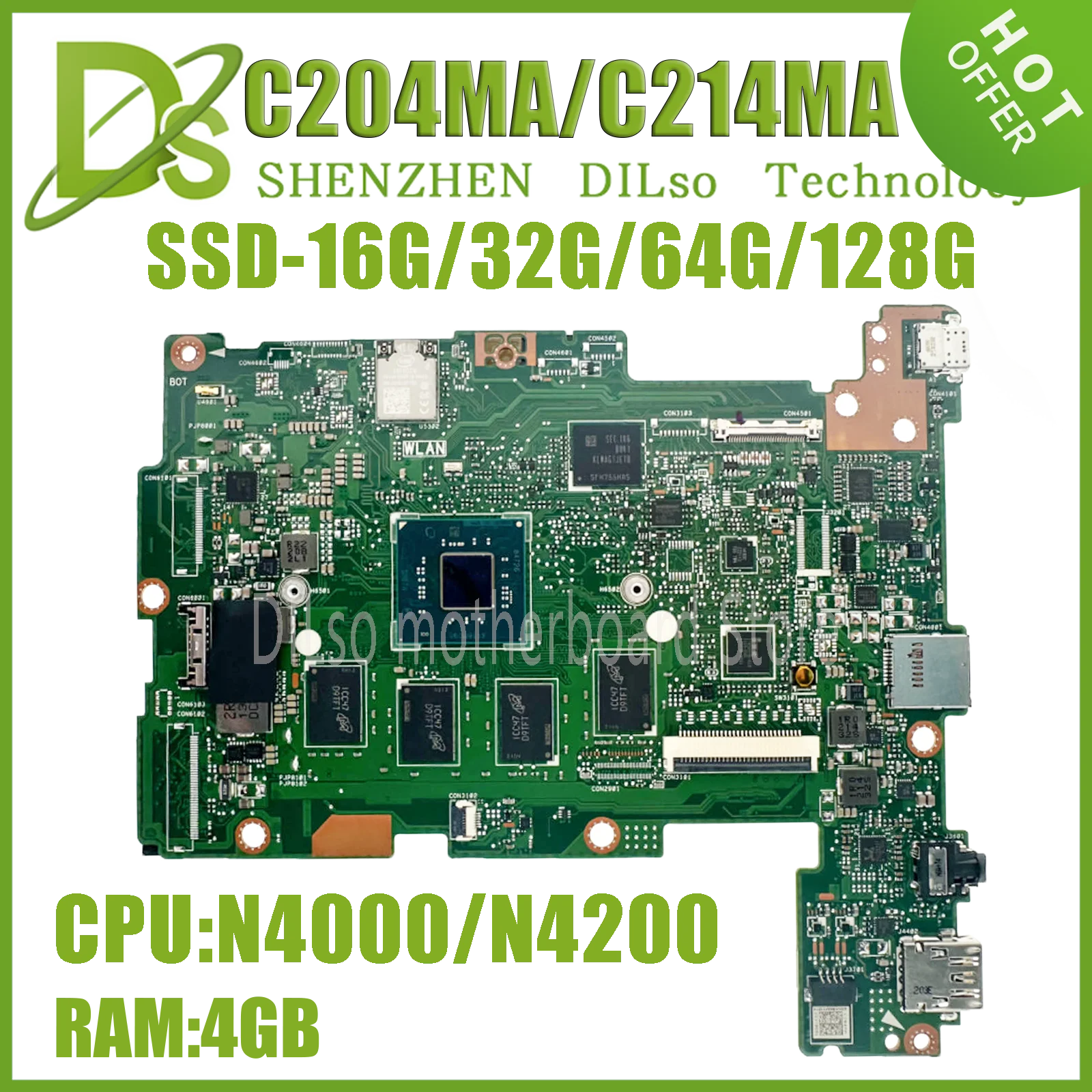 

KEFU C214M laptop motherboard, suitable for Asus C214MA C204MA C204M C214 C204 N4000 N4020 RAM-4GB/32G/64G/128G 100% testing