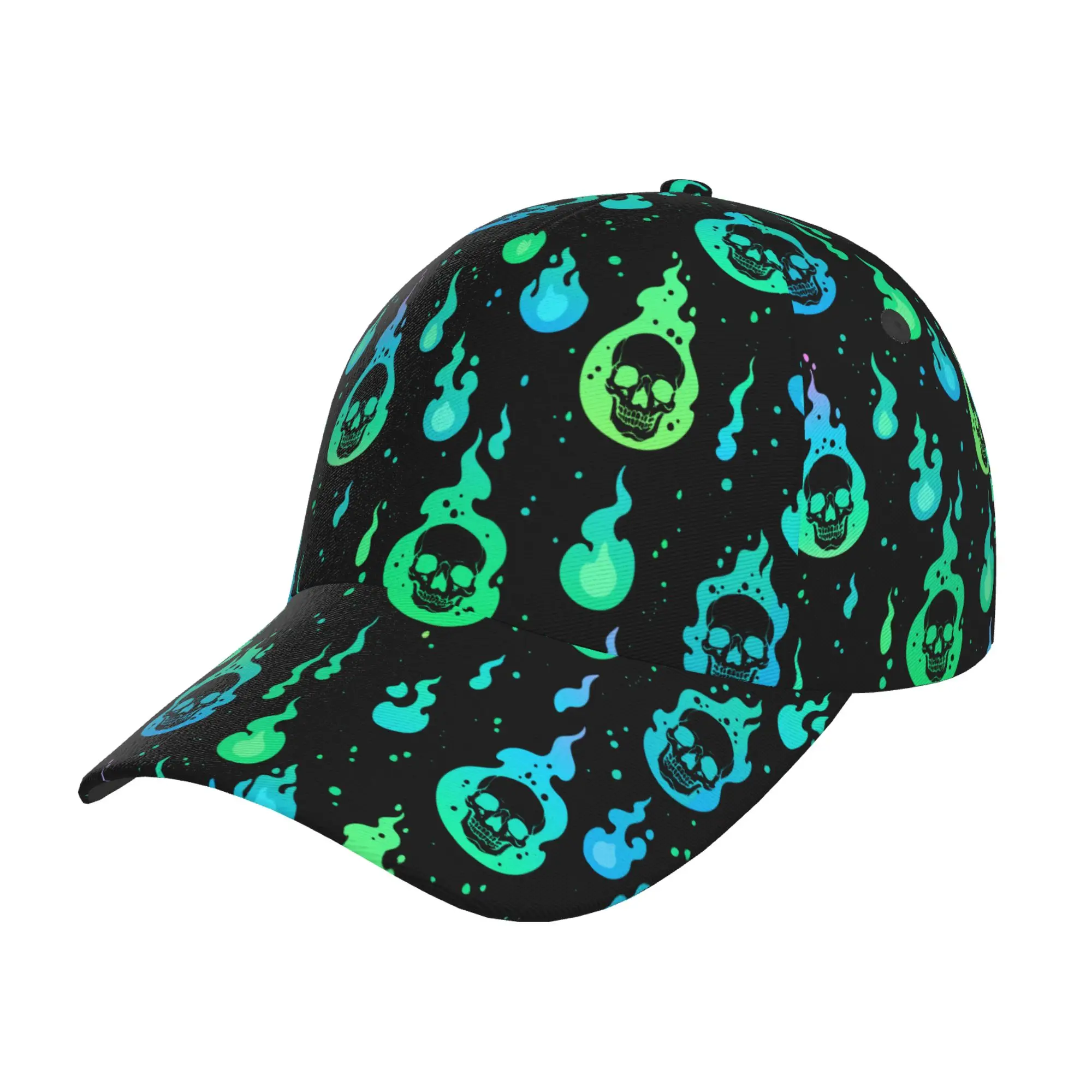 

Gothic Skull Fire Horror Baseball Cap Print Baseball Cap Adjustable Sun Visor for Men Women Teens Travel All Seasons One Size