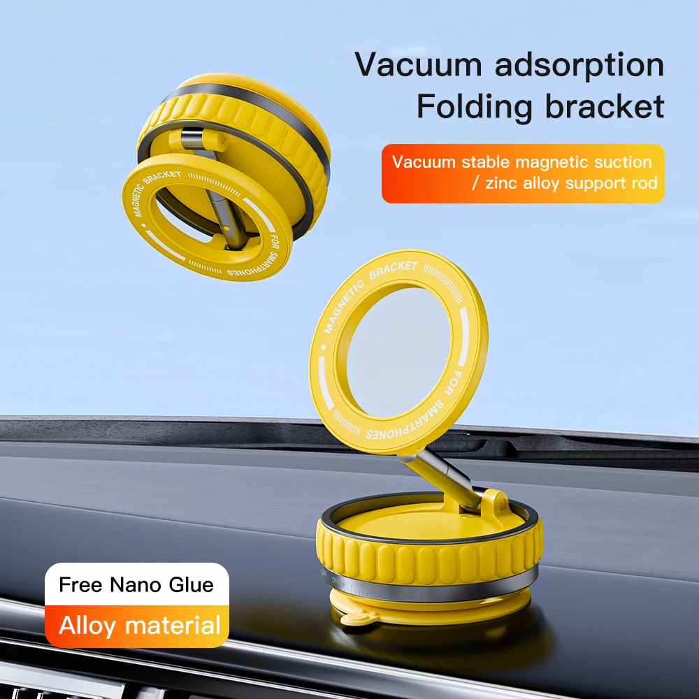 Support de téléphone portable à aspiration magnétique de navigation de voiture pliable 360 °   Support pour téléphone portable rotatif et stable à absorption sous vide