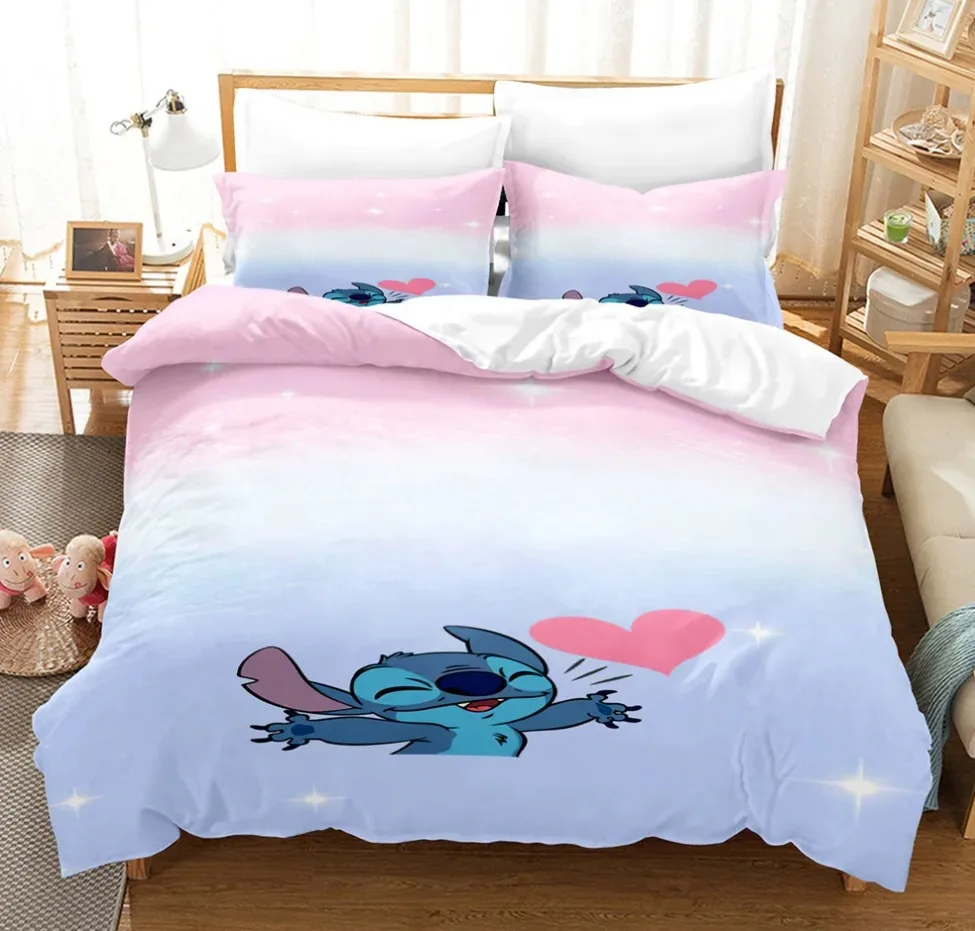 Disney Stitch duvet sets, cartoon bedding sets, children's duvet pillowcases, home bedroom decoration beds.