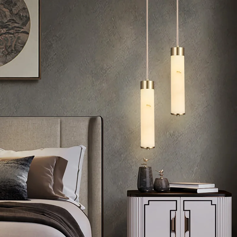 

Nordic Minimalist Chandelier All Copper Marble Lamp Bedroom Bedside Living Room Restaurant Lightings Hotel Bar LED Lamps Fixture