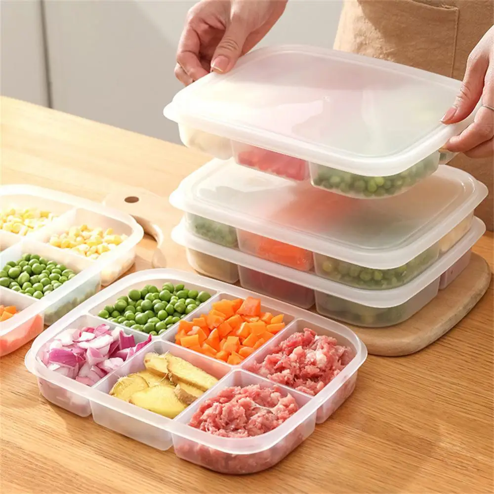 Food Storage Containers Six-in-one Temperature Resistant No Deformation Partial Grid Design Fresh-keeping Boxes Home Organizer