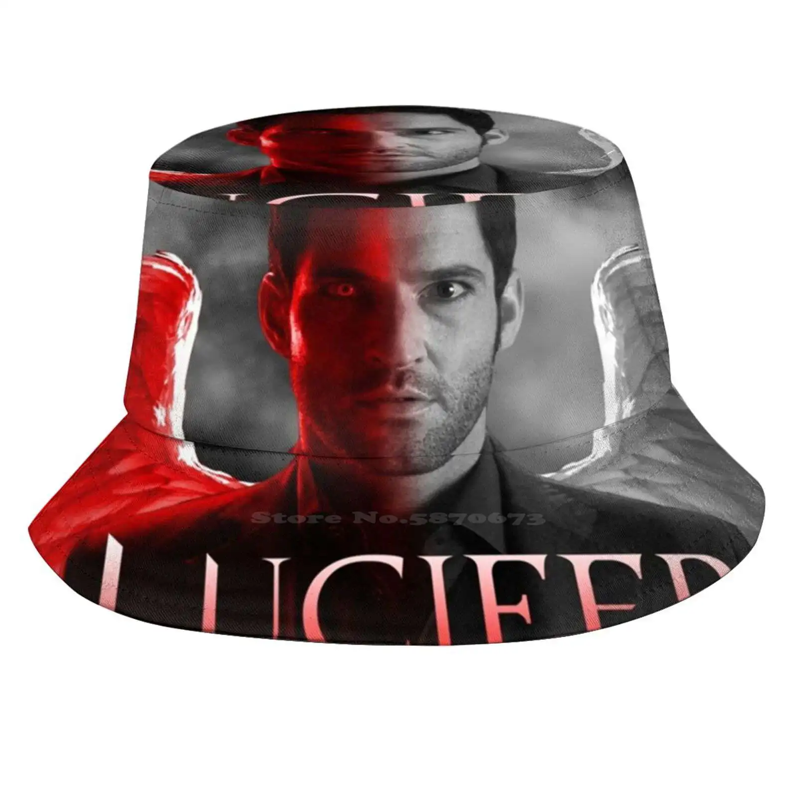 Lucifer Half Devil Face Unisex Fisherman Hats Cap Lucifer Tom Ellis Morningstar Devil Angel Kristin Harris Tv Show