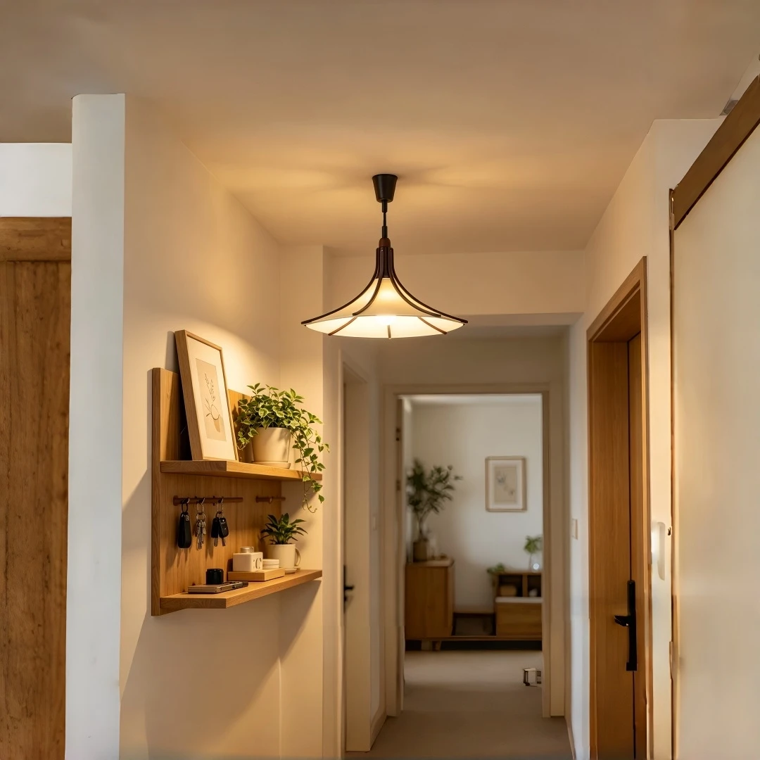 Retro Wabi Sabi Wood Pendant Lamp Linen Shade Nordic Fabric LED Hanging Lamp Dining Room Hallway Bedroom Decor Pendant Light